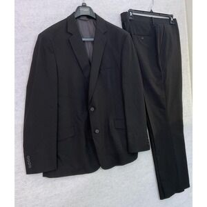 Madison Suit Men 48 Black Polyester Viscose Stretch 2 Piece Pant 41x32‎